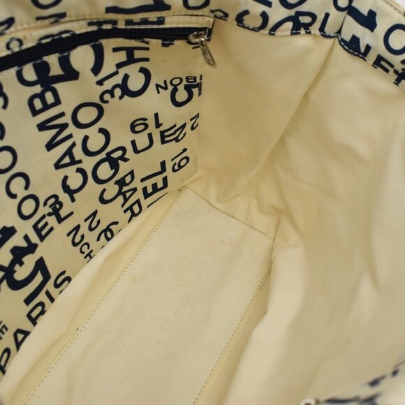 CHANEL Logo By Sea Shoulder Tote Bag Canvas Leather White Blue Italy 85KB313 - Picture 10 of 16